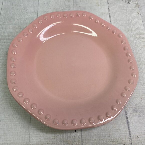 Elegant Dining CHARISMA COLLECTION Pink Beaded Stoneware Salad Plates Set of 4 - Picture 6 of 16